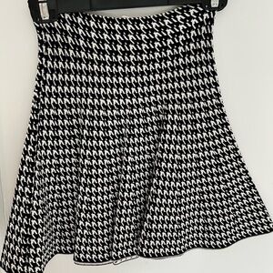 Mystree Black and White Pleated A-Line Mini Skirt